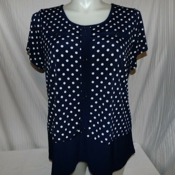 Elsie McCarthy Black Polka Dot Stretch Blouse - Picture 1 of 8